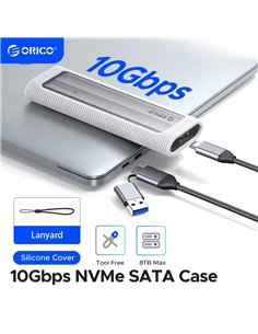 ORICO θήκη για M.2 NVME/NGFF SSD AXM2S-G2, 10Gbps, tool free, γκρι