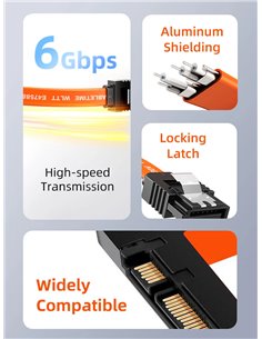 CABLETIME καλώδιο SATA III CT-SATA3R, γωνιακό, 6Gbps, 0.50m, πορτοκαλί