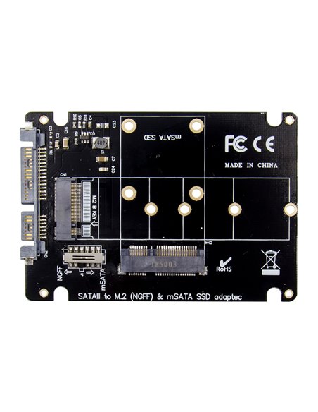 POWERTECH κάρτα μετατροπής 2.5" SATA σε M.2 B & mSATA SSD ST525, 6Gbps