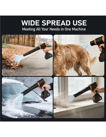 KINZIR ηλεκτρικό air duster AD61, 800W, 2000mAh, Brushless, μαύρο