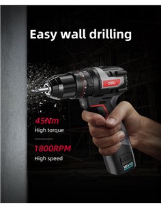 DELI κρουστικό δραπανοκατσάβιδο μπαταρίας DE-CZ16-1A2, Brushless, 16V, 2Ah, 45N.m