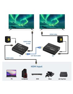 POWERTECH HDMI video extender CAB-H195 μέσω καλωδίου RJ45, 4K/30Hz, με loop, έως 120m