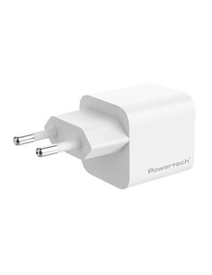 POWERTECH φορτιστής τοίχου PT-1577 με καλώδιο, USB-C, 65W, GaN, AVS, λευκός