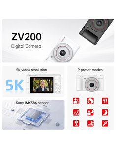 SJCAM compact φωτογραφική μηχανή ZV200, 12MP, 16x ψηφιακό zoom, μαύρη