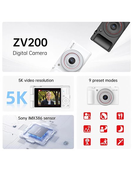 SJCAM compact φωτογραφική μηχανή ZV200, 12MP, 16x ψηφιακό zoom, μαύρη