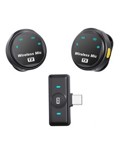 UPTECH ασύρματα μικρόφωνα UPWS-08 με θήκη φόρτισης, USB-C, 2.4GHz, μαύρο