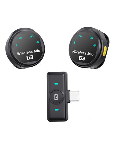 UPTECH ασύρματα μικρόφωνα UPWS-08 με θήκη φόρτισης, USB-C, 2.4GHz, μαύρο