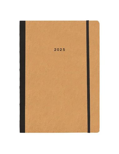 Next ημερολόγιο 2025 Natural ημερήσιο flexi μουσταρδί με λάστιχο 17x25εκ.