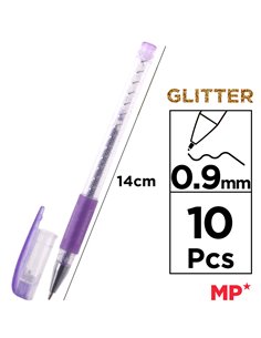 MP σετ στυλό διαρκείας ballpoint PE105 με glitter, 0.9mm, διάφορα χρώματα, 10τμχ