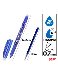 MP στυλό διαρκείας PE217A με ανταλλακτικό μελάνι, erasable, 0.7mm, μπλε