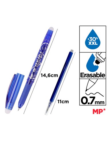 MP στυλό διαρκείας PE217A με ανταλλακτικό μελάνι, erasable, 0.7mm, μπλε