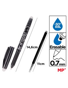 MP στυλό διαρκείας PE217N με ανταλλακτικό μελάνι, erasable, 0.7mm, μαύρο