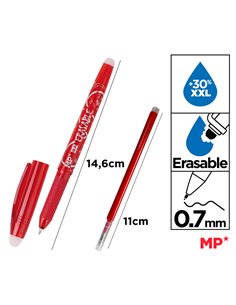 MP στυλό διαρκείας PE217R με ανταλλακτικό μελάνι, erasable, 0.7mm, κόκκινο