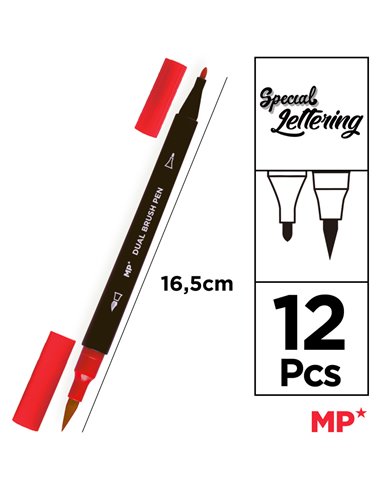 MP σετ χρωματιστών μαρκαδόρων PP913 με διπλή μύτη, 12τμχ