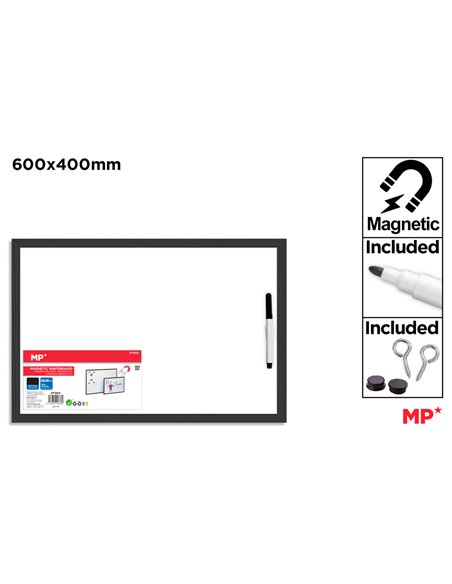 MP πίνακας μαρκαδόρου PT301I με μαρκαδόρο, μαγνητικός, 60x40cm