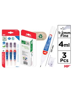 MP σετ διορθωτικό στυλό PA138-3C, 1-2mm, 4ml, 3τμχ