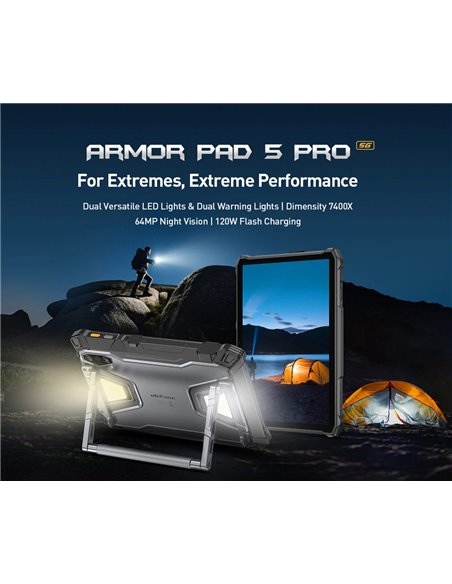 ULEFONE tablet Armor Pad 5 Pro, 11", 12GB/512GB, 24200mAh, IP68/IP69K/MIL-STD-810H, 5G, μαύρο