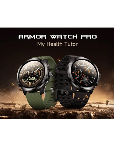 ULEFONE smartwatch Armor Watch Pro, 2x λουράκια, heart rate, 1.50" AMOLED, GPS, 5 ΑΤΜ/IP68/IP69K/MIL-STD-810H, μαύρο