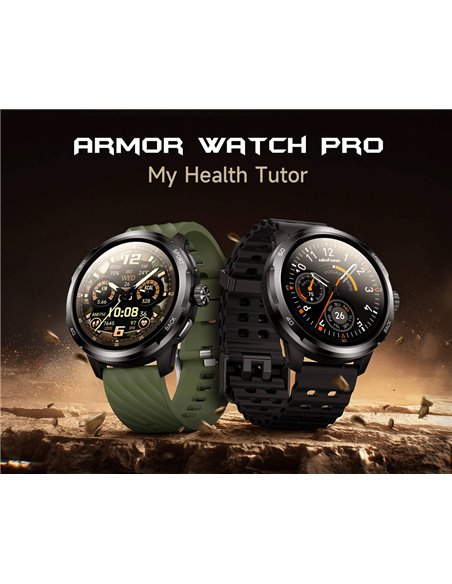 ULEFONE smartwatch Armor Watch Pro, 2x λουράκια, heart rate, 1.50" AMOLED, GPS, 5 ΑΤΜ/IP68/IP69K/MIL-STD-810H, μαύρο