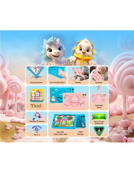TECLAST tablet P85 Kids, 8", 3/64GB, Android 15, 5000mAh, ροζ