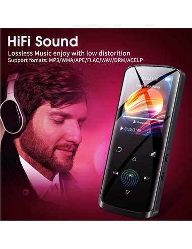 RUIZU MP3 player D50 με οθόνη 1.8", 16GB, Bluetooth, ελληνικό μενού, μαύρο