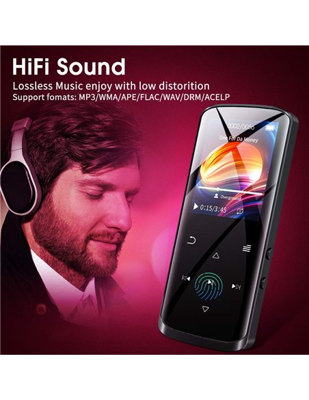 RUIZU MP3 player D50 με οθόνη 1.8", 16GB, Bluetooth, ελληνικό μενού, μαύρο