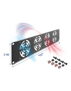 DELOCK κάλυμμα για 4x 80mm ανεμιστήρες 67416 για rack 19"/2U, μεταλλικό, μαύρο