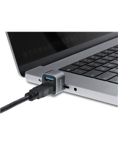 DELOCK mini USB hub 64359, 2x θυρών, USB 3.2, 10Gbps, USB-C σύνδεση, γκρι