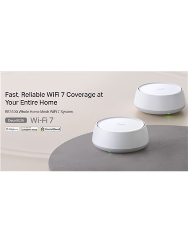 TP-LINK Home Mesh WiFi 7 System Deco BE25, 3600Mbps ΒΕ3600, V1.0