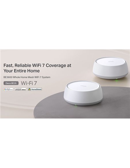 TP-LINK Home Mesh WiFi 7 System Deco BE25, 3600Mbps ΒΕ3600, V1.0, 2τμχ
