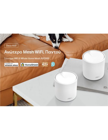 TP-LINK Home Mesh WiFi 6 System Deco X50, 3000Mbps AX3000, V1.0, 2τμχ