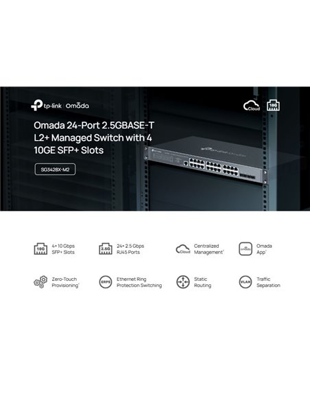 TP-LINK L2+ managed switch SG3428X-M2, 24x 2.5Gbps θύρες, V1.20