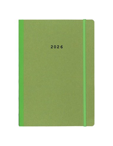 Next ημερολόγιο 2026 Natural ημερήσιο flexi πράσινο με λάστιχο 14x21εκ.  Δυνατότητα εκτύπωσης