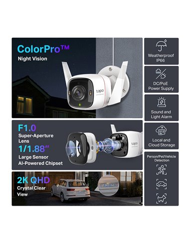 TP-LINK smart κάμερα Tapo C325WB, 2K, WiFi, IP66, V2.0