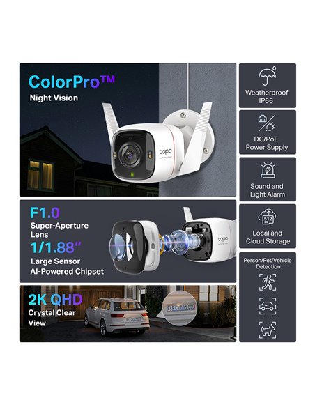 TP-LINK smart κάμερα Tapo C325WB, 2K, WiFi, IP66, V2.0