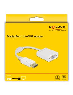 DELOCK αντάπτορας DisplayPort σε VGA 61007, Full HD, passive, λευκός