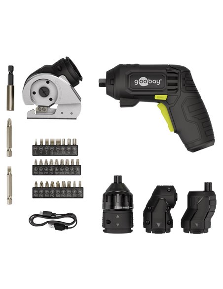 GOOBAY 4 σε 1 κατσαβίδι μπαταρίας με μύτες & εξαρτήματα 77817, LED φακός, 1500mAh