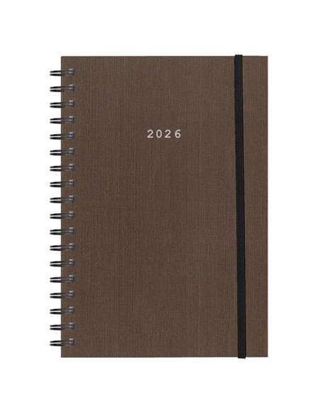 Next ημερολόγιο 2026 fabric plus ημερήσιο σπιράλ καφέ 12x17εκ.  Δυνατότητα εκτύπωσης