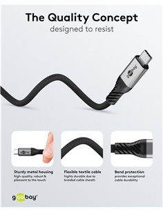 GOOBAY καλώδιο USB-C 74776, USB4, 240W, 80Gbps, 16K/60Hz, 1.5m, μαύρο