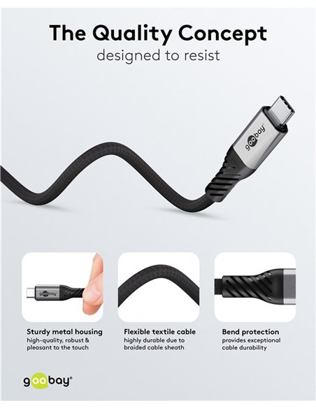 GOOBAY καλώδιο USB-C 74776, USB4, 240W, 80Gbps, 16K/60Hz, 1.5m, μαύρο