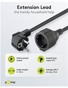 GOOBAY μπαλαντέζα προέκταση ρεύματος 94700, schuko, 3x 1.5mm², 2m, μαύρη