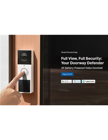 TP-LINK smart κουδούνι με κάμερα Tapo D210, 2K/3MP, WiFi, 6400mAh, IP65, V2.0