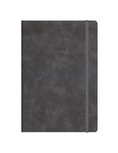 Next ημερολόγιο 2026 Cuba ημερήσιο flexi γκρι σκούρο με λάστιχο 14x21εκ. Δυνατότητα εκτύπωσης
