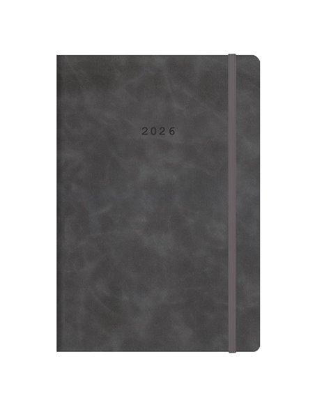 Next ημερολόγιο 2026 Cuba ημερήσιο flexi γκρι σκούρο με λάστιχο 14x21εκ. Δυνατότητα εκτύπωσης