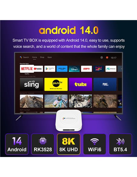 H96 MAX TV Box M1 Plus, 8K, 4/32GB, WiFi 6, Bluetooth, Android 14
