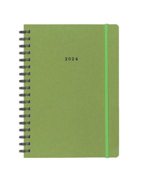 Next ημερολόγιο 2024 Natural ημερήσιο σπιράλ πράσινο με λάστιχο 17x25εκ.