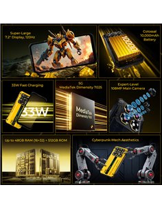 OUKITEL smartphone WP60, 7.2", 8/256GB, 5G, 10000mAh, IP68/IP69K/MIL-STD-810H, μαύρο