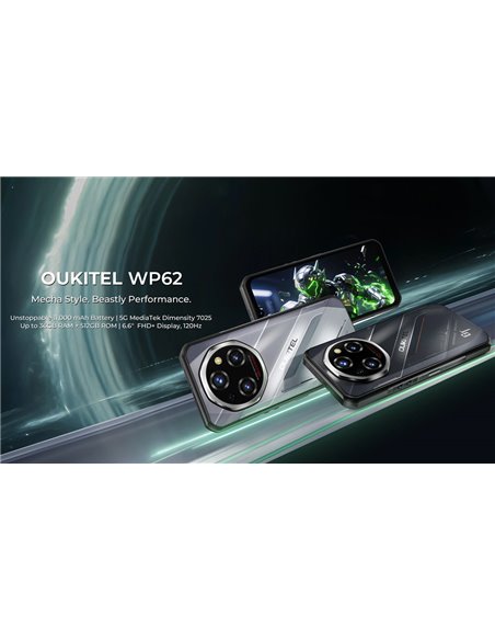 OUKITEL smartphone WP62, 6.6", 12/512GB, 5G, 11000mAh, IP68/IP69K/MIL-STD-810H, ασημί