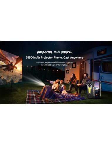 ULEFONE smartphone Armor 34 Pro Plus με βιντεοπροβολέα, 6.95", 5G, 16/512GB, 25500mAh, IP68/IP69K/MIL-STD-810H, μαύρο