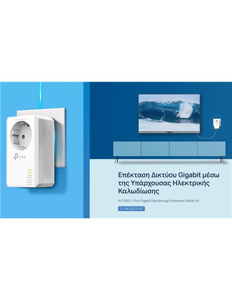 TP-LINK powerline kit TL-PA7027P KIT, passthrough, AV1000 1000Mbps, V1.0